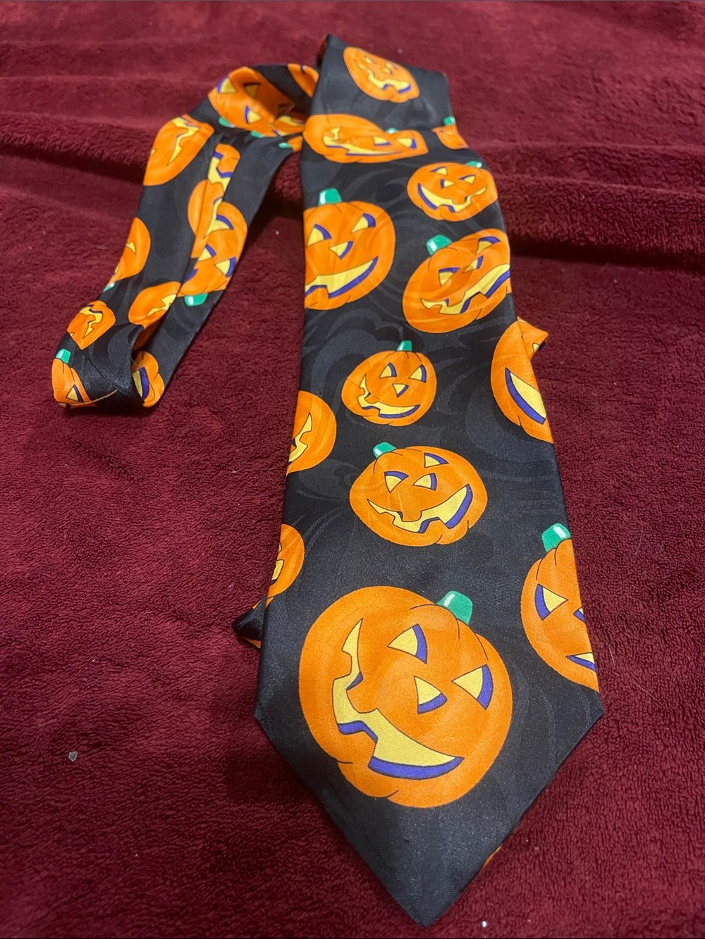 Halloween Pumpkin Necktie - Orange on Black